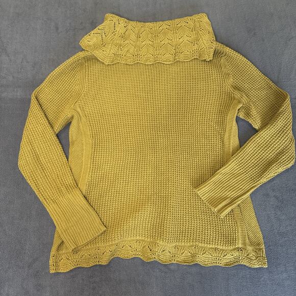 Chico's Womens Sweater Size 2 or Large Yellow Knit Turtle Neck Sweater - Picture 8 of 8